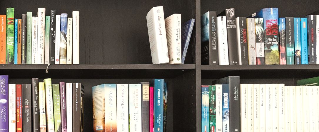
                  Bücherwand im Treffpunkt Groß-Buchholz